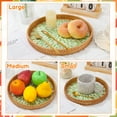 thumbnail image 3 of Topekada 3-Pack Decorative Rattan Trays for Coffee Table with Mother of Pearl Inlay, Handwoven Natural Wicker Serving Trays in 3 Sizes for Home Decor, Housewarming Gifts and Beverage Service, 3 of 7