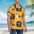 thumbnail image 3 of Fotbe Corgi Camisa Hawaiana para Hombre Unisex – Camisa Casual de Verano con Botones de Manga Corta de Algodón y Lino,Small, 3 of 7