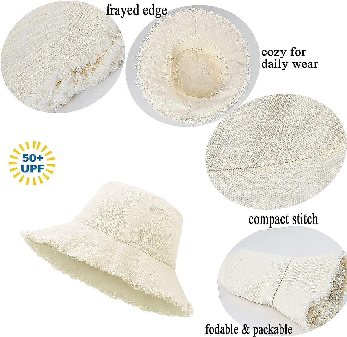 Distressed Sun Hats for Women Summer Casual Wide Brim Cotton