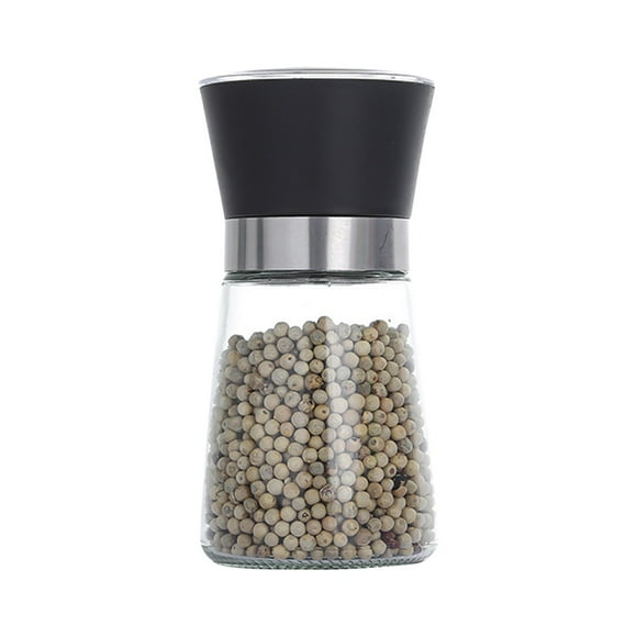 Molino de pimienta de acero inoxidable 304 Pimienta en polvo Botella molinillo manual Cocina Hogar Vidrio Condimentos