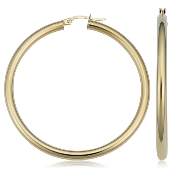 KoolJewelry 18k Yellow Gold Large Hoop Earrings (3x40mm)