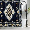 thumbnail image 2 of Navy Blue Boho Waterproof Shower Curtain, Stall 36"x72" Washable Polyester Fabric Shower Curtains for Bathroom, Ethnic Art Geometric Southwestern Decorative Bathtub Curtain Sets with Hooks, 2 of 9