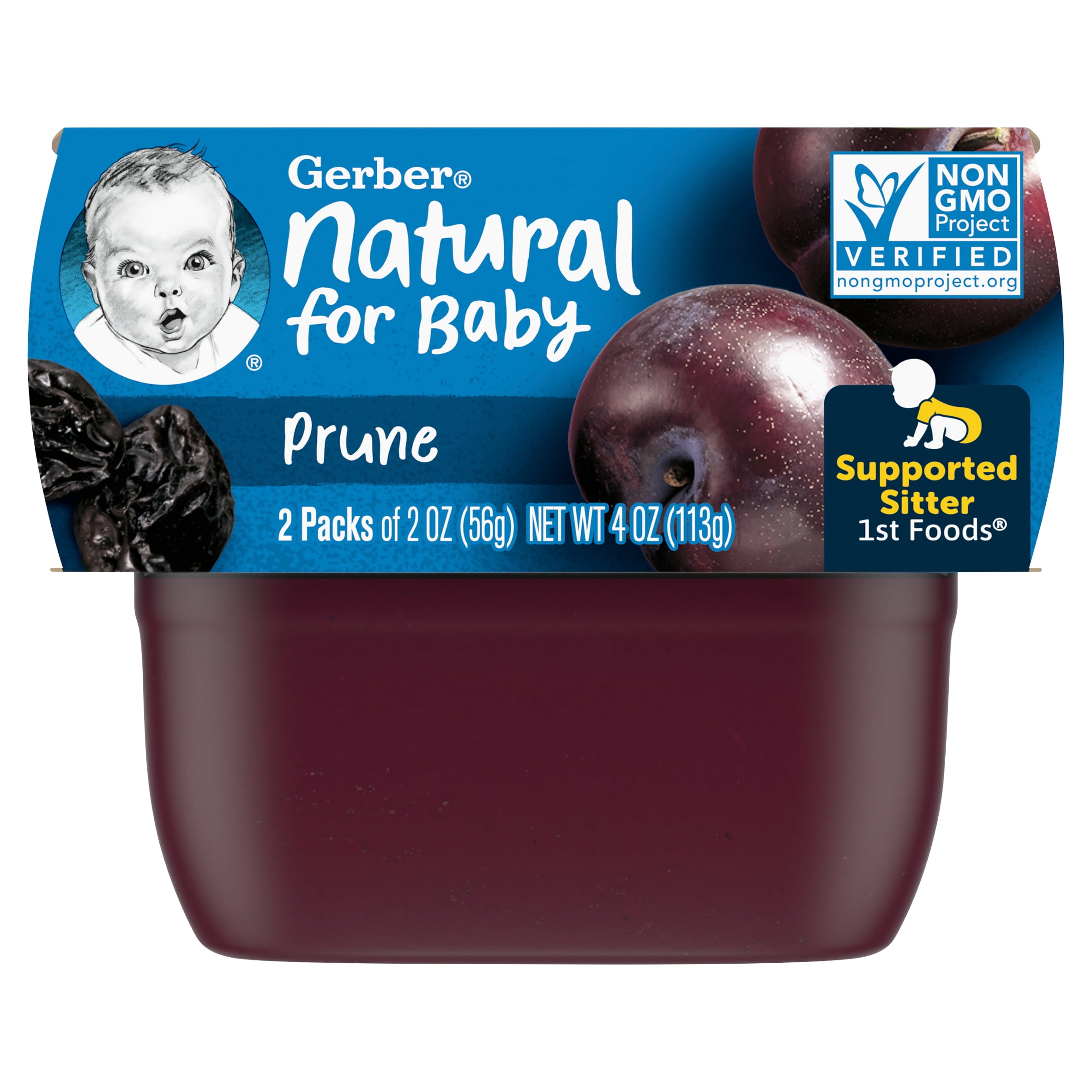 Pack Of 2 Gerber 1st Foods Prune Baby Food 2 Oz Tubs Walmart Com