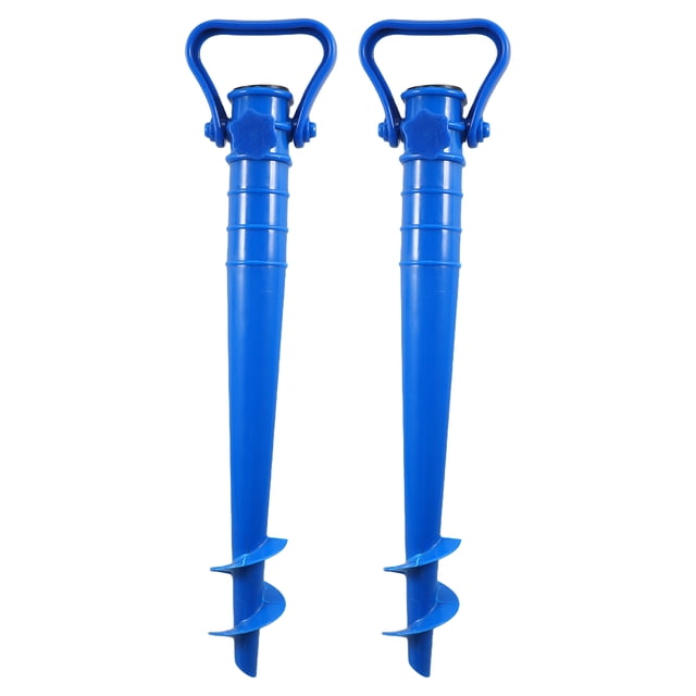 Durable Plastic Beach Umbrella Ground Anchor Holder in Blue for Stabilizing Use 2PCS Adjustable
