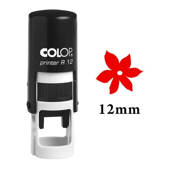 FLOWER DESIGN Self Inking Mini Rubber Stamp Colop Round Decorative Teachers Stamps 12mm