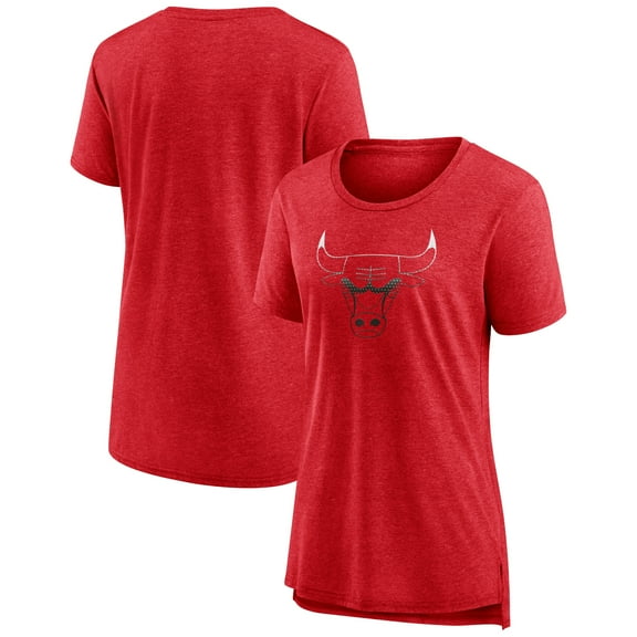 Women's Heather Red Chicago Bulls Gradient Logo Tri-Blend T-Shirt