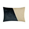 thumbnail image 1 of Decorative Blue Pack of 2, 12"x14" (30x35 cm) Lumbar Pillow Cover, Velvet & Linen Solid Color Block Oblong Pillow, Patchwork Pattern Modern Style - Velutinous Blue, 1 of 3