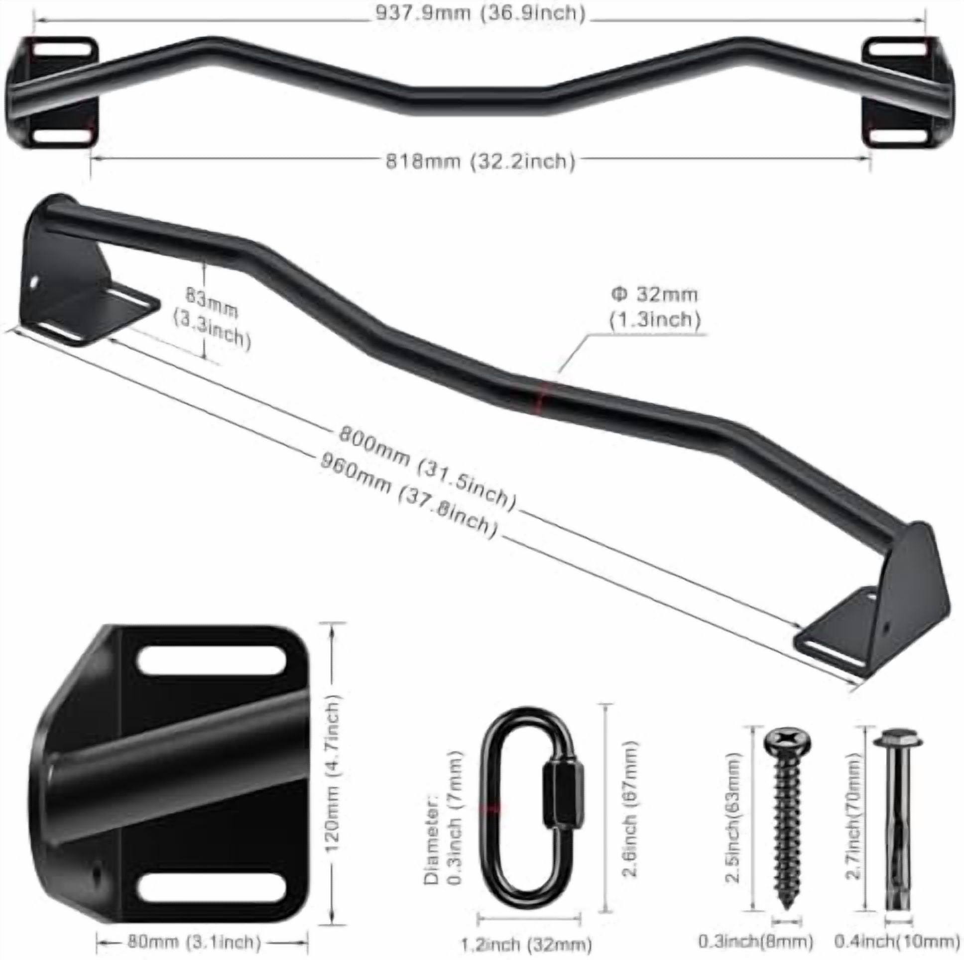 Heavy Duty Wall Mounted Doorway Pull Up Bar, Multifunctional Chin Up Bar, Portable Fitness Door Bar, Body Workout Home Gym System M Type Pull Up Bar