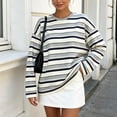 thumbnail image 2 of Azrian Women’s Striped Crewneck Long Sleeve Top,Oversized Long Sleeve Striped Pullover Sizes S-XL, 2 of 6