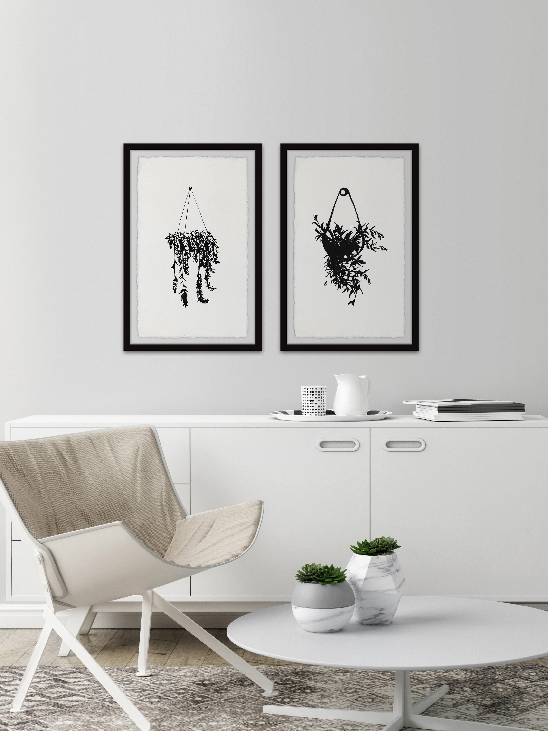 Marmont Hill Hanging Basket Plants Diptych
