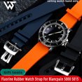 thumbnail image 2 of Correa de reloj de caucho fluorado de alta calidad de 23 mm para Blancpain 5000 5015 5066 5200 Fathoms, correa de reloj con hebilla plegable de metal azul y naranja, 2 of 5