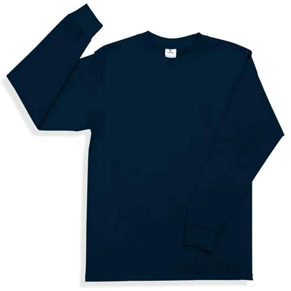 Yazbek Men's Heavy Weight (5.9-Ounce) Crew Neck Long Sleeve T-Shirt - Navy
