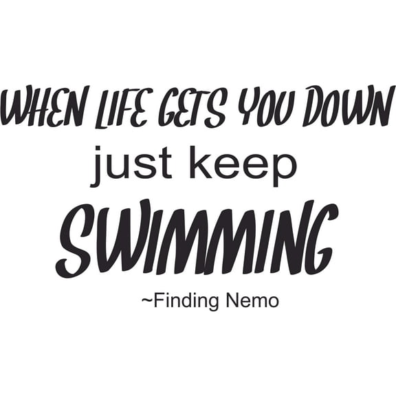 Just Keep Swimming Finding Nemo Quotes Customized Wall Decal - Custom Vinyl Wall Art - Personalized Name - Baby Girls Boys Kids Bedroom Wall Decal Room Decor Wall Stickers Decoration Size (15x30 inch)
