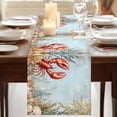 thumbnail image 3 of Blue Beach Coastal 90 Inch Table Runner, Beach Coral Shell Nautical Lobster Farmhouse Dresser Scarf Cotton & Linen Tablerunner for Dining/Kitchen Island/Holiday Party Décor 13" x 90", 3 of 9