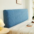 thumbnail image 1 of Nvzi pieza de funda protectora elástica para respaldo de cabecera de felpa gruesa de color sólido, funda protectora para respaldo de cabecera de dormitorio completamente envuelta, largo 200 cm (azul), 1 of 5
