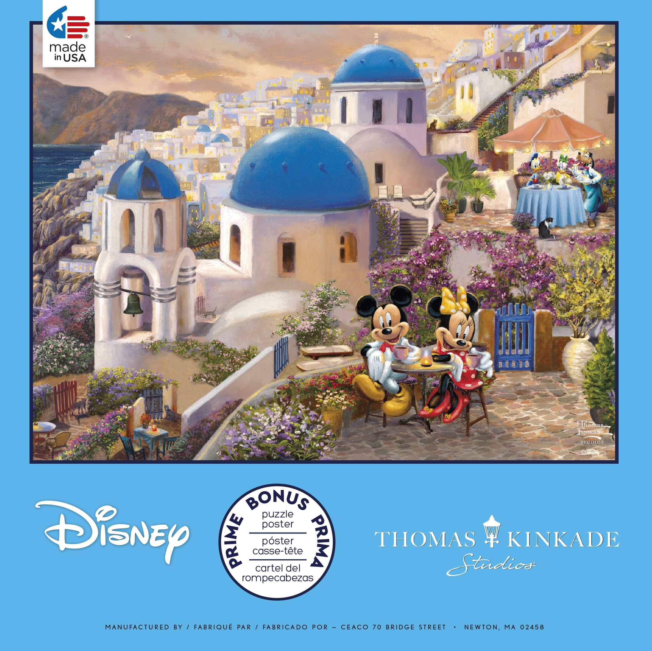 Ceaco 750-Piece Thomas Kinkade Disney Collection Mickey & Minnie in Greece Interlocking Jigsaw Puzzle