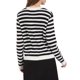 thumbnail image 3 of Suéteres de cárdigan a rayas para mujer INSPIRE CHIC, chaqueta de punto acanalado de manga larga, color negro, 3 of 4