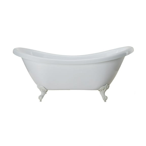 Victoria 70 Inch Acrylic Double Slipper Clawfoot Tub - No Faucet Drillings - Imperial Ball & Claw Feet