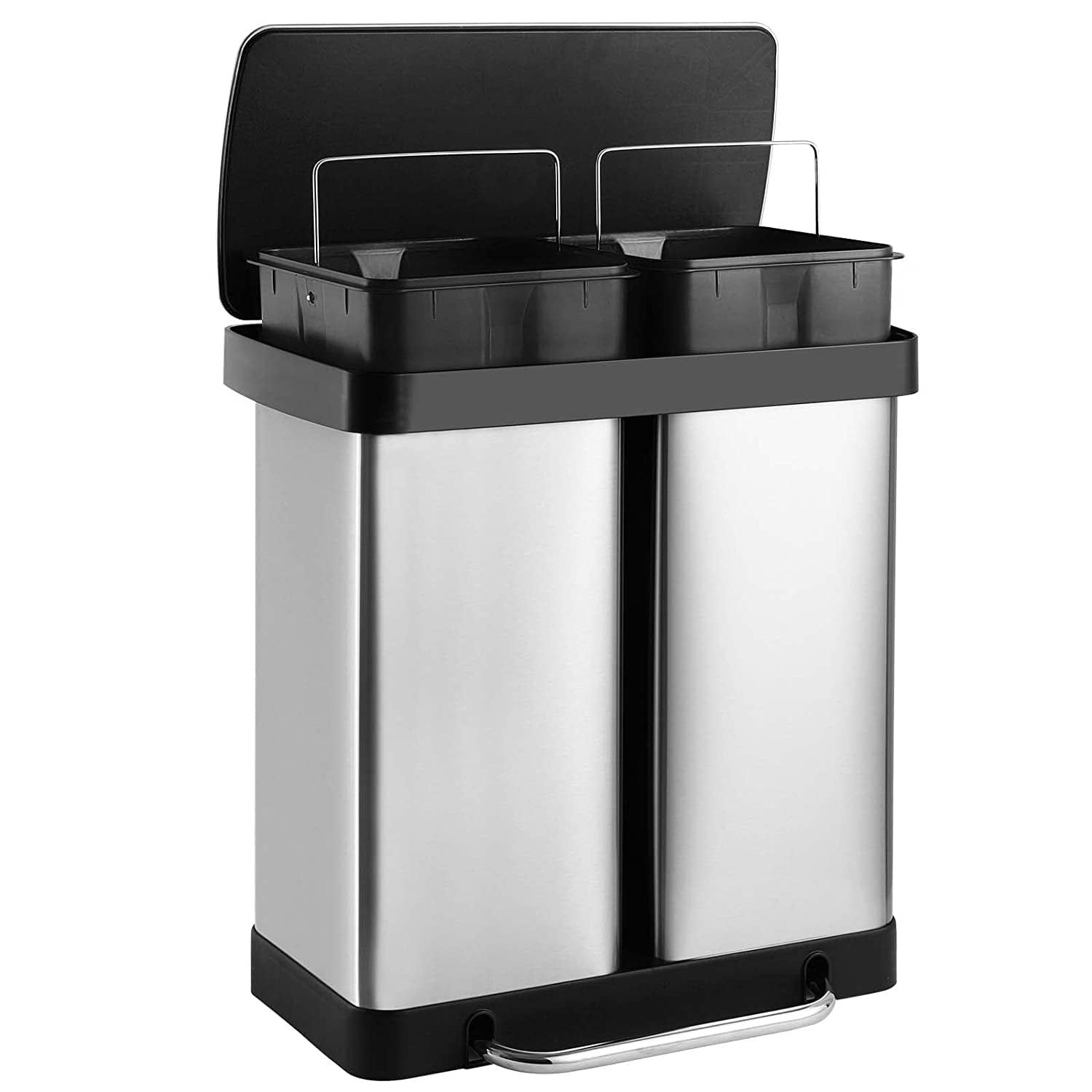 30 Liter/8 Gallon Trash Can Rectangular Dual Compartment Kitchen Garbage Can  US