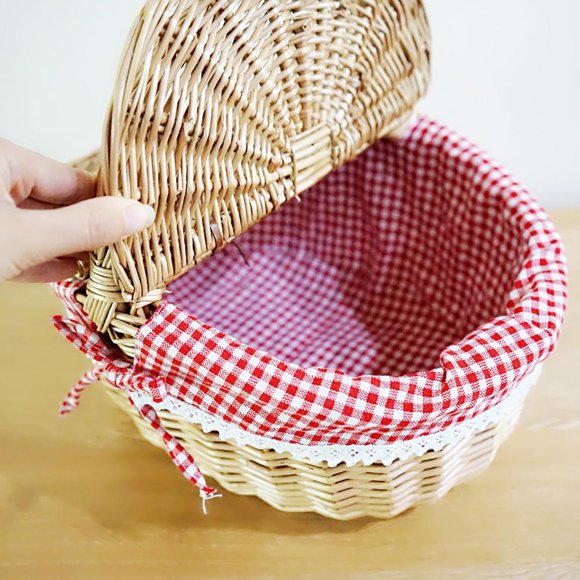 Wicker Picnic Basket Country Style Wicker Picnic Basket Camping Basket With Lid Handle And Liners For Picnics Party Barbecue