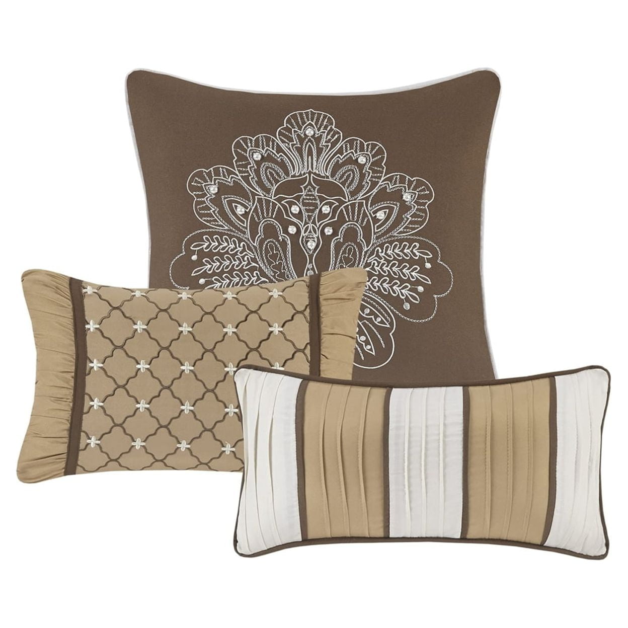 Home Essence Mirage Damask Brown Jacquard 7 Piece Comforter Set, King