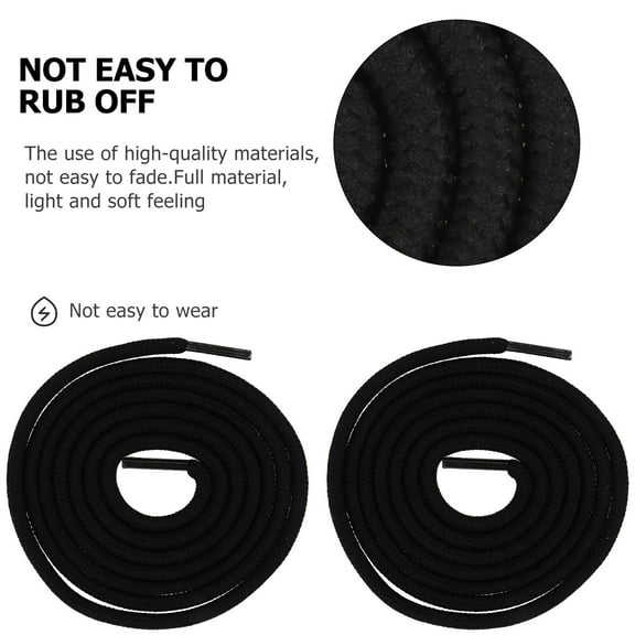 FELTECHELECTR 2Pairs of Black Polyester Shoelaces for and Reusable