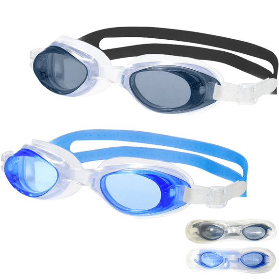 Swim Goggles 2 Pack No Leaking Silicone Anti Fog Swim Glasses with Nose Clip Ear Plugs Adult Kids Pool