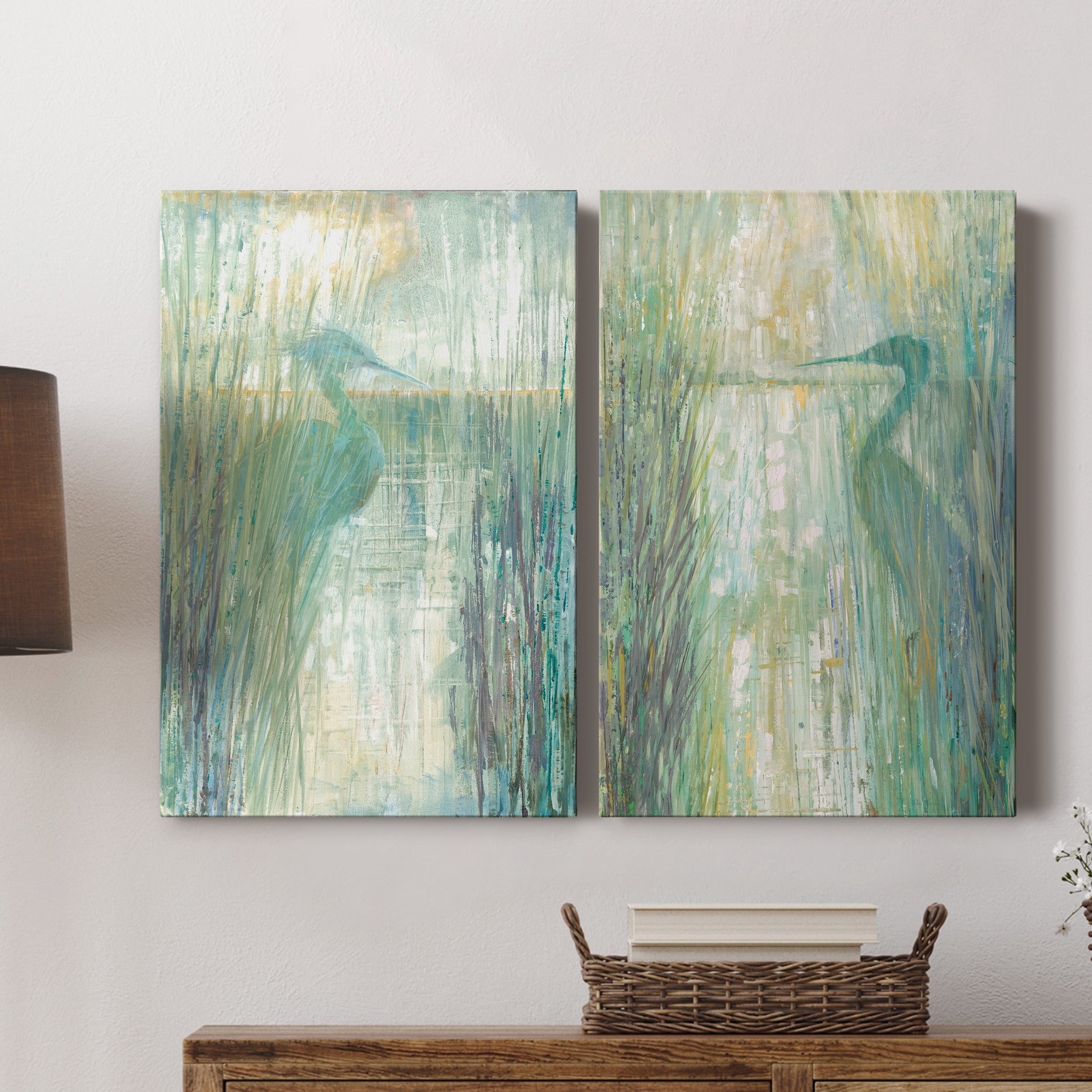 Morning Egret I Premium Gallery Wrapped Canvas - Ready to Hang - Set of 2 - 8 x 12 Each