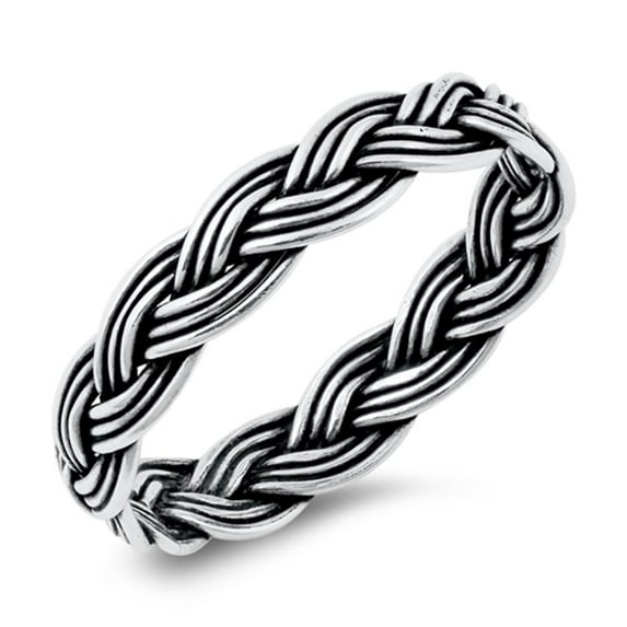 Unique Stacked Braided Knot Ring .925 Sterling Silver Band Jewelry Female Male Unisex Size 10
