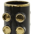 thumbnail image 5 of CosmoLiving by Cosmopolitan 13"W, 11"H Black Ceramic Vase with Gold Circle Accents, Set of 2, 5 of 9