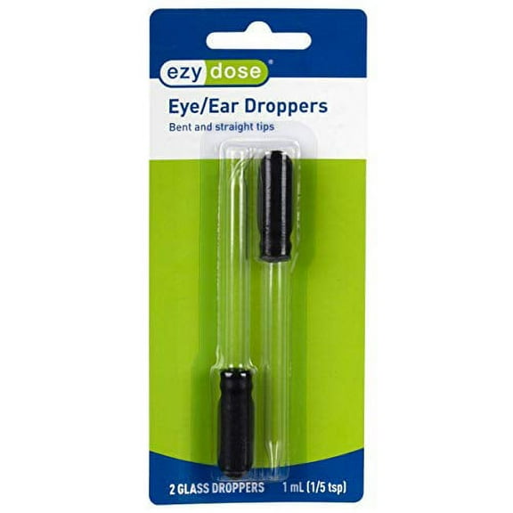 Ezy Dose Ear and Eye Medicine Dropper, For Liquid & Essential Oils, 1mL Capacity, Glass, Straight and Bent Tip, Made in the USA