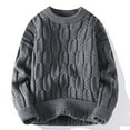 thumbnail image 3 of uikmnh Men's Sweater Round Neck Loose Knit Sweater Lazy Thick Long Sleeved Pullover,Mens Sweater,Size L, 3 of 3
