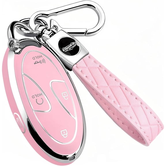 5-Button Hyundai Key Fob Cover, Soft TPU Full-Cover Key Case with Leather Keychain, Keyless Entry Remote Protector for Elantra, Sonata, IONIQ 6, Santa Fe, Tucson, KONA, Santa Cruz