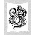 thumbnail image 1 of Octopus Tapestry, Ornamental Description of a Sea Animal in Monochrome Style Art Print, Wall Hanging for Bedroom Living Room Dorm Decor, 40W X 60L Inches, White and Charcoal Grey, by Ambesonne, 1 of 2