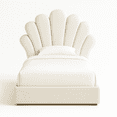 thumbnail image 1 of Cama Individual Shell Tapizada en Terciopelo Color Hueso Cabecera Decorativa Moderna Artdejol, 1 of 6