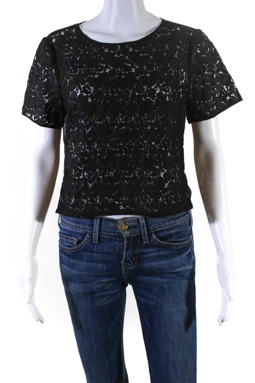 Pre-owned|Karen Millen Womens Lace Sleeve Top Black Size 8 - Walmart.com