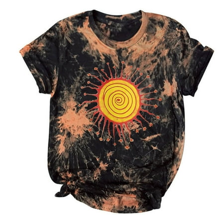 

Mrat Cute Blouses for Women Short Sleeve V-Neck Blouses & Shirts Ladies Shirt Tees Funny Cute T Shirt Tie-dye T-shirt Tops Blouse Gift for Ladies Corset Tops for Female Plus Size