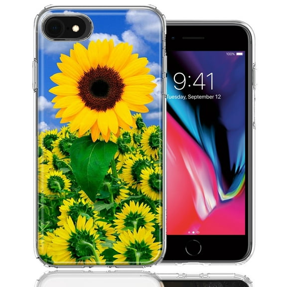 MUNDAZE For Apple iPhone 7/8/SE Sunflowers Design Double Layer Phone Case Cover