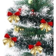 thumbnail image 3 of Guirlande de Sapin de Noël Vert Givre avec Nœuds Rouges et Dorés - 5 Ensembles, 200cm de Long x 9cm de Large, Ruisseaux Métalliques Enneigés, 3 of 6