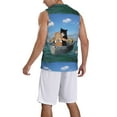 thumbnail image 5 of Easygdp Two Brave Cats Are Floating On The Sea Iceberg Men's Mesh Basketball Jersey Quick Drying Sleeveless Shirts Fitted Muscle Tank Tops Sport Round Neck T-Shirt - 3X-Large, 5 of 9