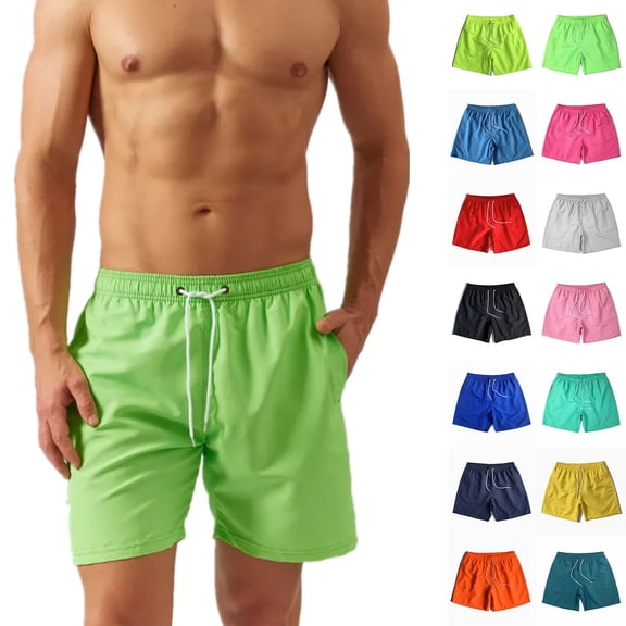 Snorda Mens Shorts Running Shorts for Men Solid Straight-Leg Shorts Summer Mens Drawstring Quickdry Shorts with Zippered Pockets for Beach Wear