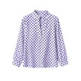thumbnail image 5 of Tqcoqu Women's Polka Dot Stand Collar Half Placket Blouse Long Sleeve Loose Casual Office Long Shirt, 5 of 9