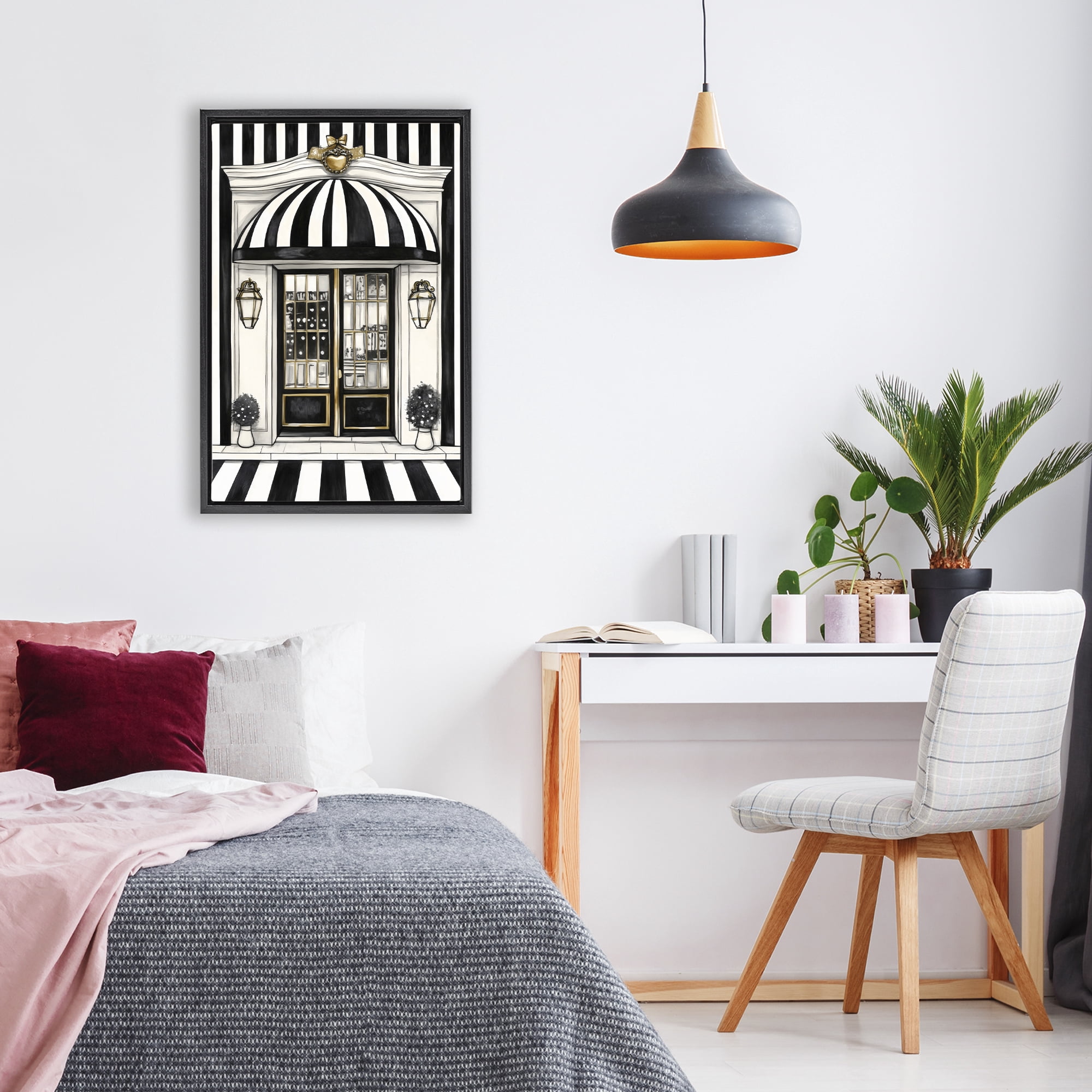 Stupell Industries Paris Storefront Facade Black Framed Floater Canvas Wall Art, design by Petal Prints Design