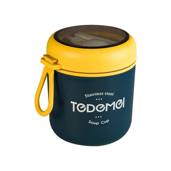 TAZA TERMO PORTATIL ANTIDERRAMES Diseño práctico, acero inoxidable, libre de BPA, incluye tapa porta cuchara armable, válvula para el vapor, agarradera de goma, no apto para micro ondas