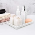 thumbnail image 4 of Luxspire Resin Vanity Tray, Bathroom Toilet Tank Storage Tray, 9.6 x 6 inch Kitchen Sink Trays Decorative Serving Tray, Vanity Countertop Organizer for Makeup Towel Perfume Holder, M, White Marble, 4 of 13