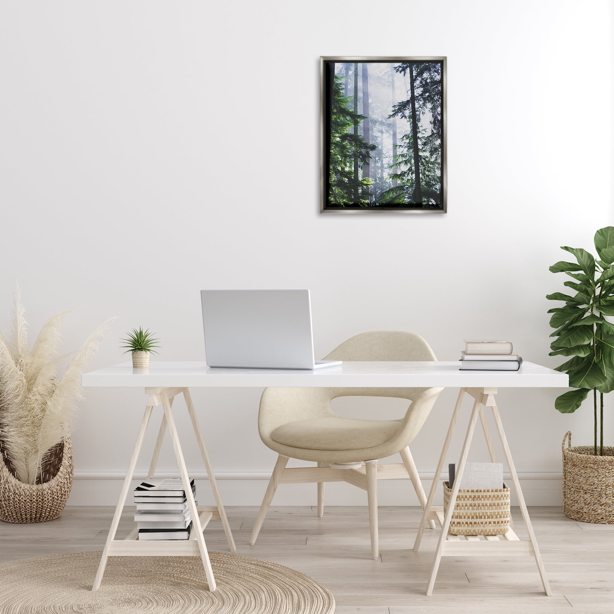 Stupell Industries Foggy Forest View Landscape Photography Gray Floater Framed Art Print Wall Art, 17 x 21