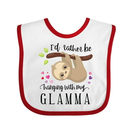 

Inktastic Sloth I d Rather Be Hanging with Glamma Gift Baby Boy or Baby Girl Bib