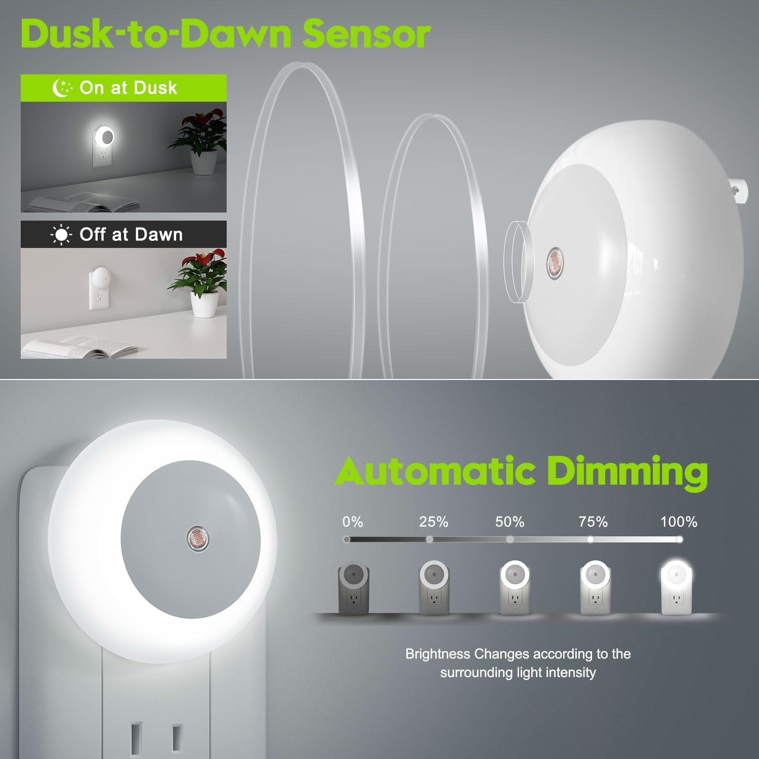 BIBEARBIBEAR Night Lights Plug into Wall, Night Light, Dusk to Dawn Sensor, White Led Night Light 0.5W, 8 Pack Nightlight for Adults, Bedroom, Bathroom, Hallway, Kitchen