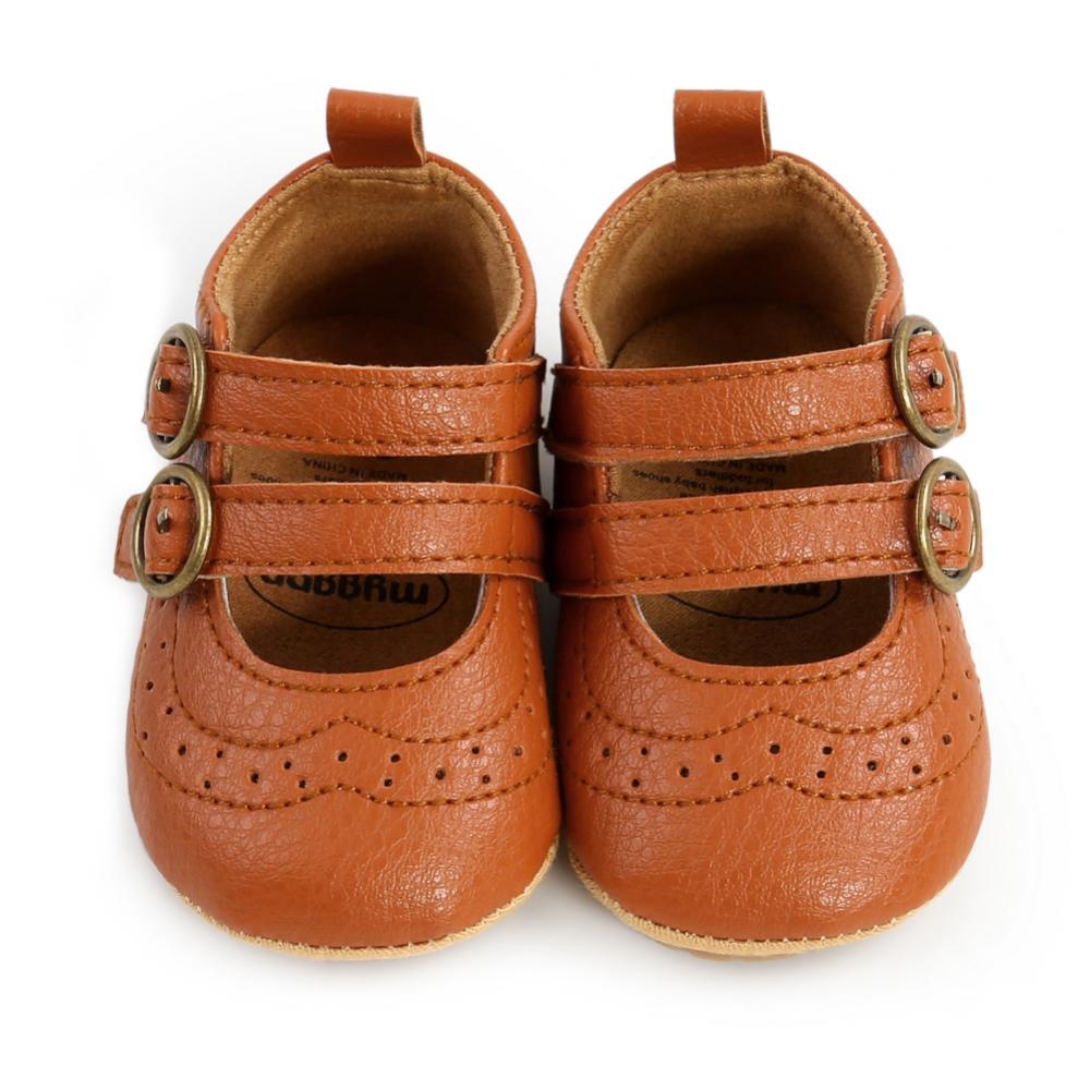 Fashion Buckle PU Leather Baby Shoes Newborn Infant Girl Classical Soft Anti-slip Toddler Moccasins Princess Wedding Dress Shoes 0-18M - image 2 of 7