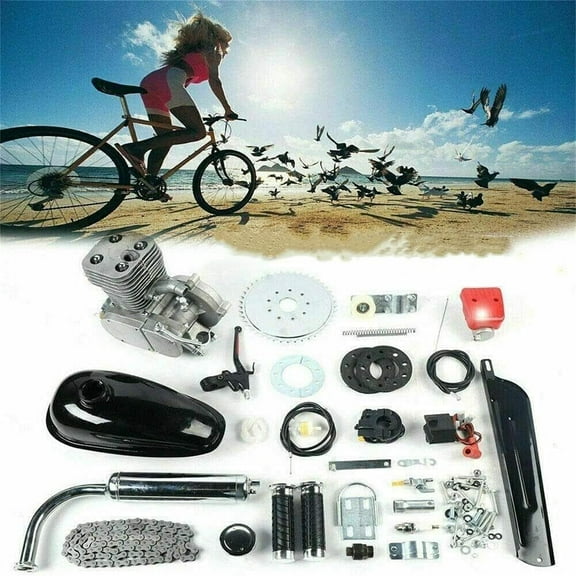100CC 2-Stroke Bicycle Motor Kit,Petrol Gas Motorized Motor Bike Modified Full Set